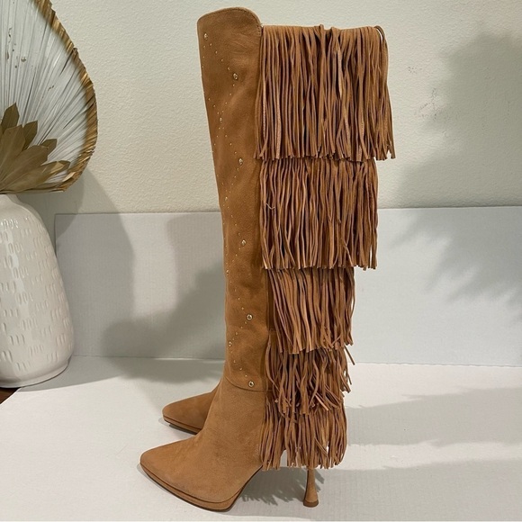 Women’s Vince Camuto Tan Fringe Panaryaz Knee High Boots Size 8.5 US! - Picture 5 of 9